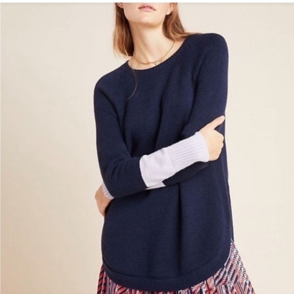 Anthropologie Rebekah Tunic Sweater in Navy/Purple Size Small - Picture 2 of 9